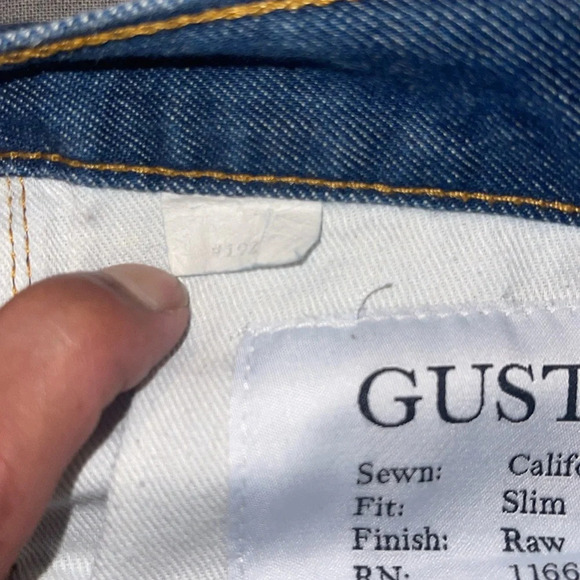 Gustin mens slim  raw jeans #192 Italy Sky size 32 - Picture 8 of 8